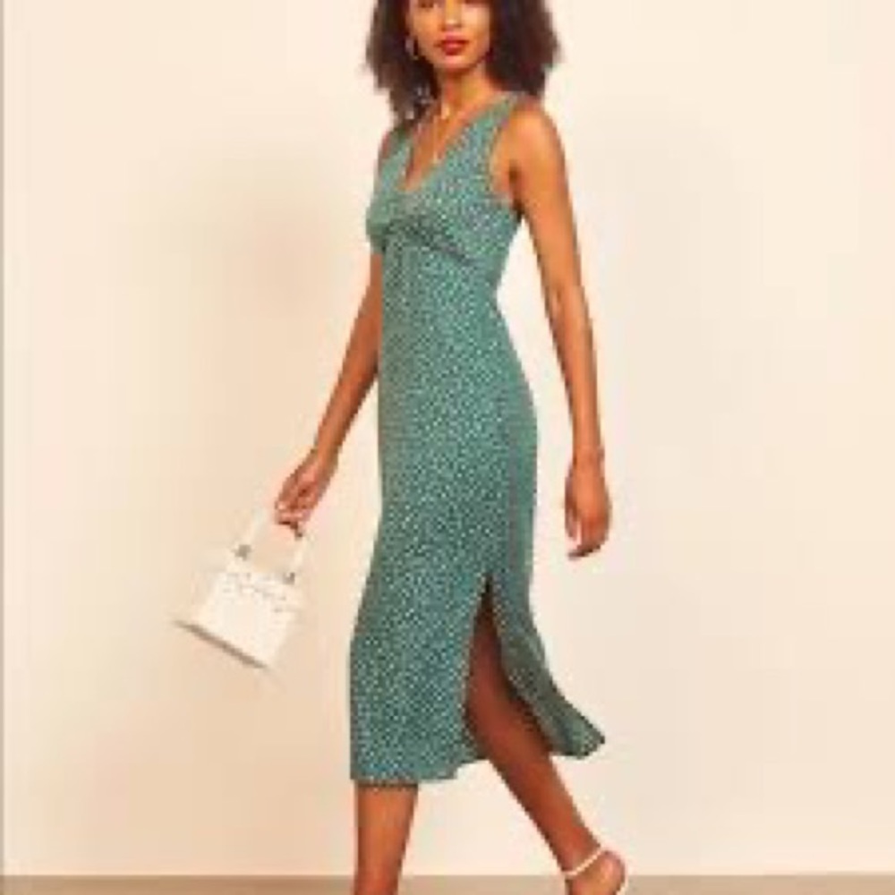 Reformation Ares Dress XS, Green Floral Pattern